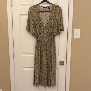 Midi Dress. Faux Wrap around pull over/wash and wear